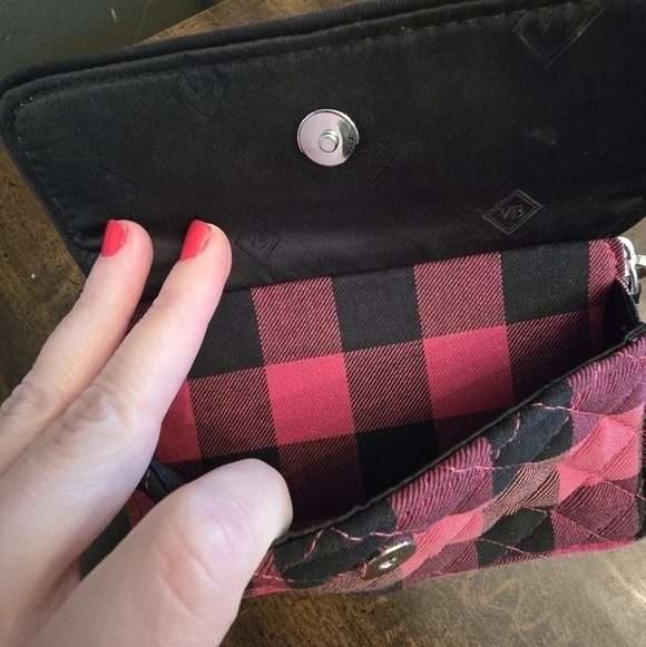 Vera Bradley Red & Black Tartan Plaid Cross Body Purse Bag Double Zip Closure - Picture 4 of 8